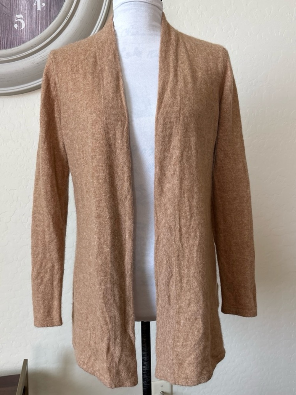 Charter Club Open-Front Camel/Tan Women's 100% cashmere Cardigan. M